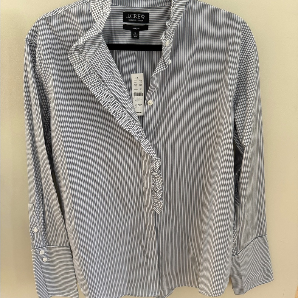 J. Crew Men's Casual Blue Pinstripe Shirt